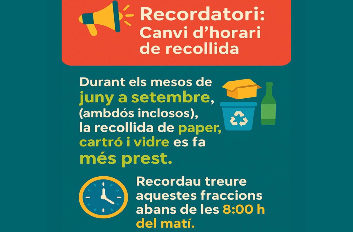 Portada Canvi d'horari de recollida