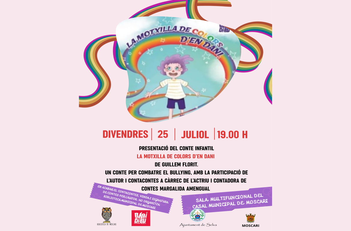 Portada Presentació del conte infantil La motxilla de colors d'en Dani