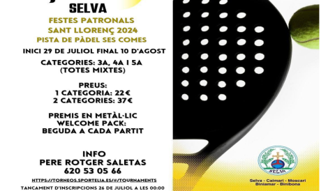 Portada Torneig de pàdel a Selva