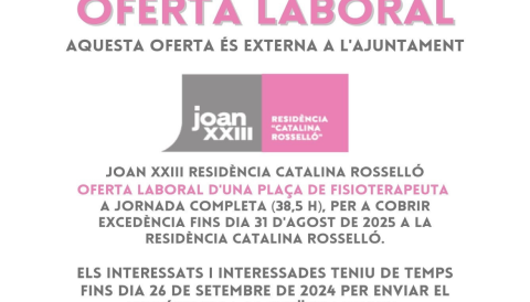Portada Oferta laboral d’una plaça de fisioterapeuta