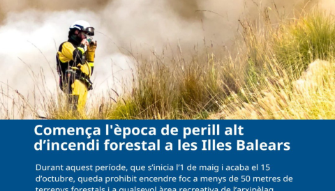 Portada Època de perill alt d'incendi forestal a les Balears