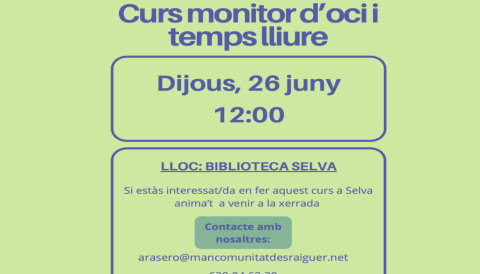 Portada Curs monitor d'oci i temps lliure