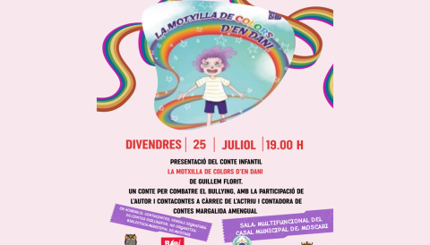 Portada Presentació del conte infantil La motxilla de colors d'en Dani
