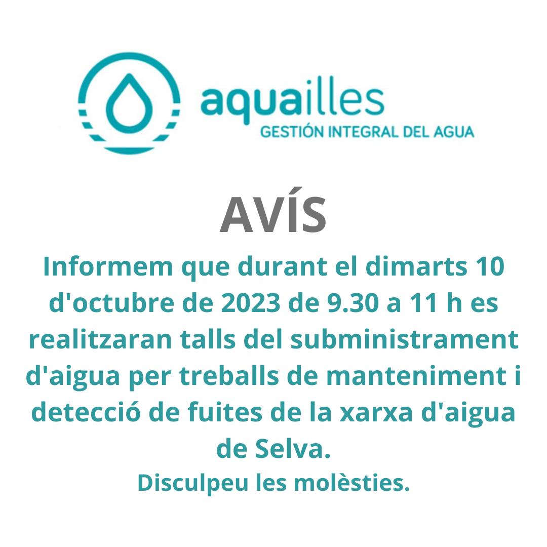Avís Aquailles - Talls del subministrament d'aigua