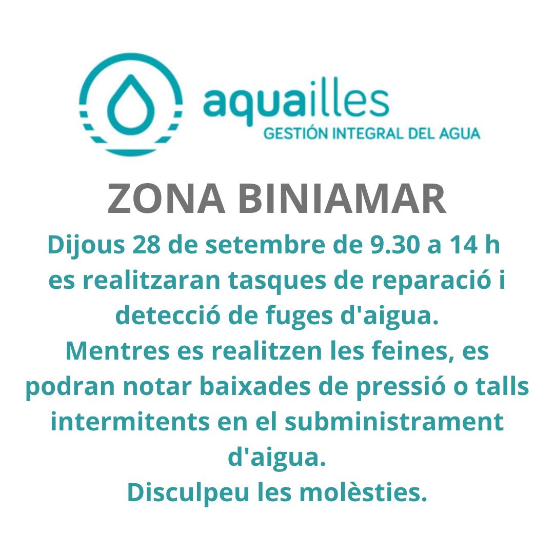 Informació Aquailles zona Biniamar