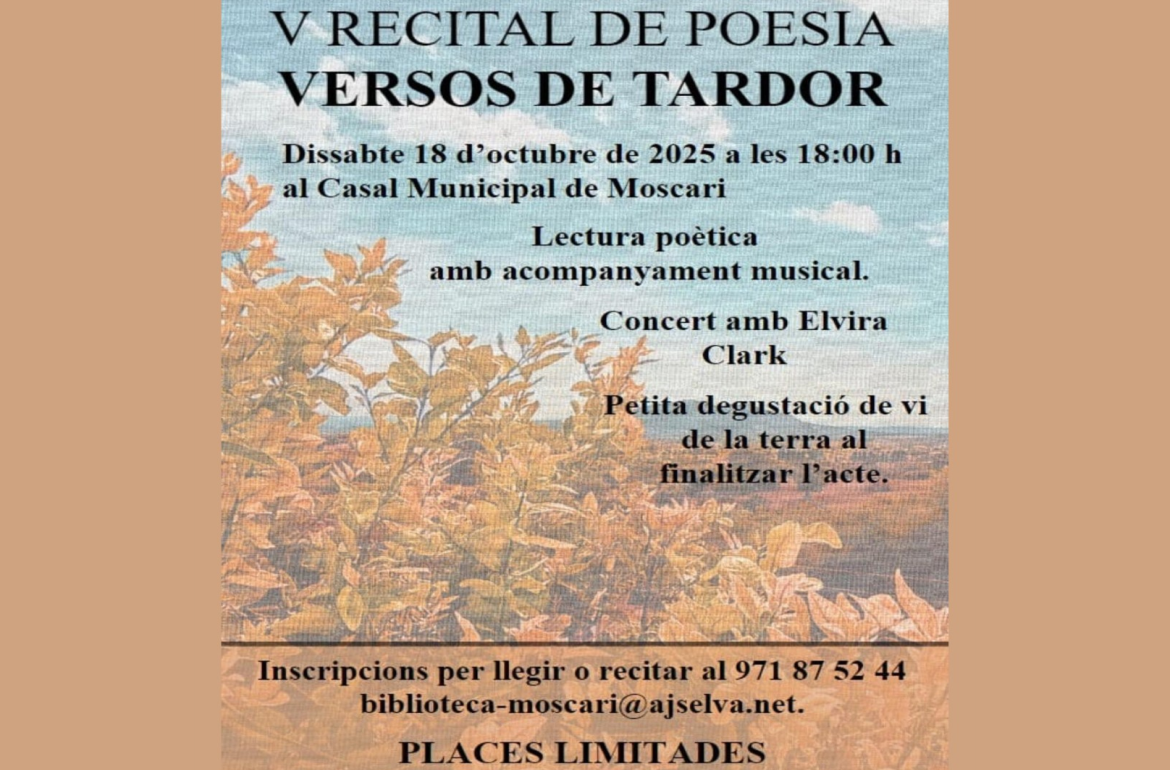 Portada V Recital de Poesia Versos de Tardor - Moscari
