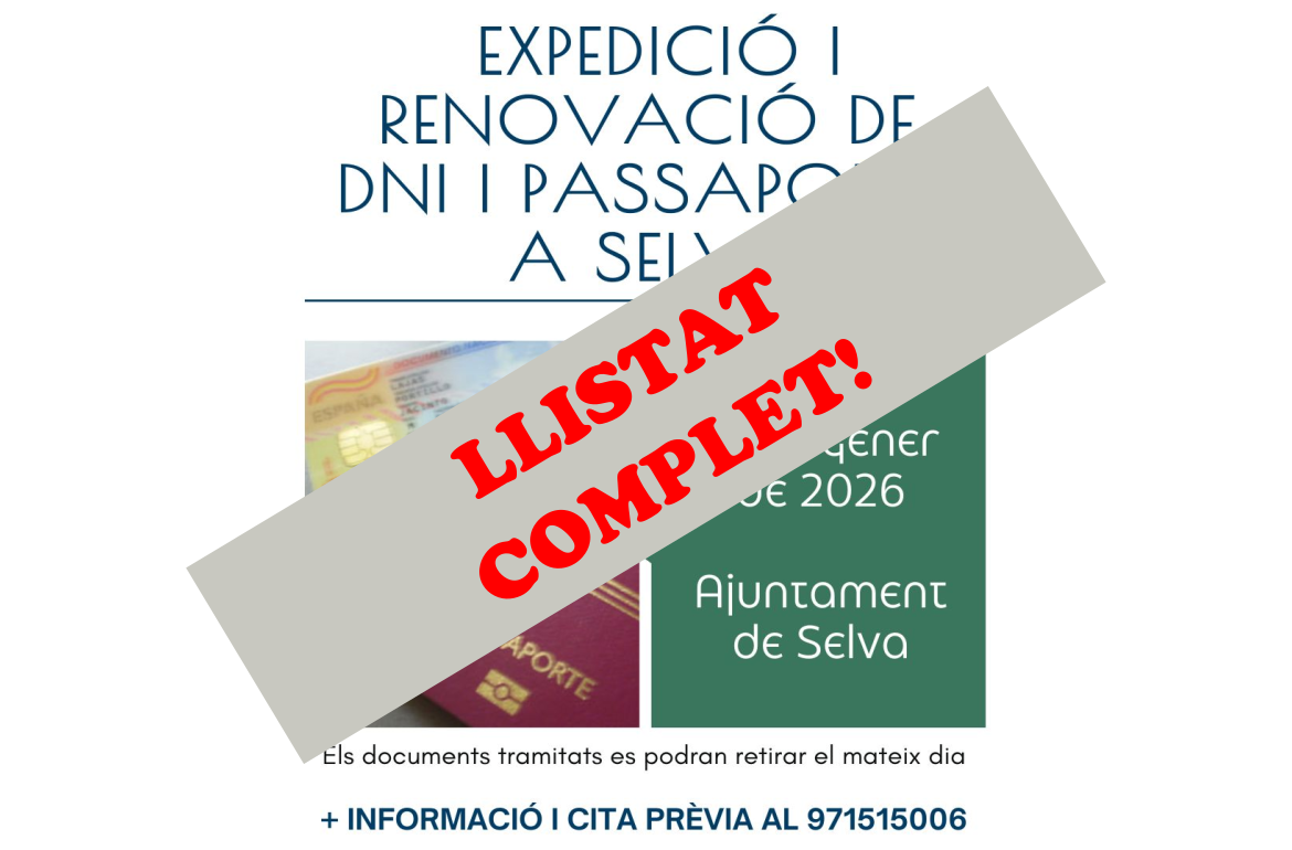 Portada LLISTAT COMPLET! Expedició i renovació de DNI i Passaports a Selva
