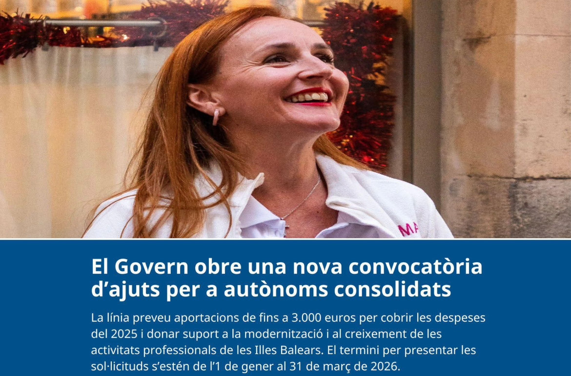Portada Nova convocatòria d'ajuts per a autònoms consolidats
