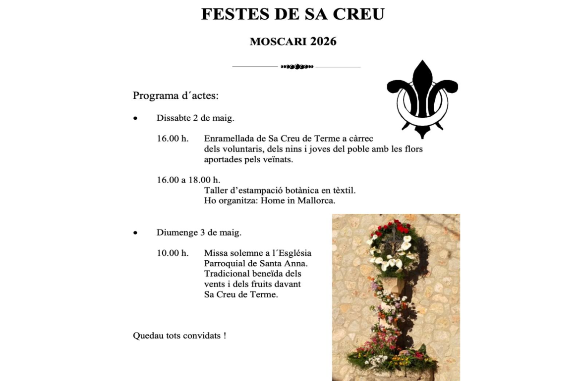 Portada Festes de Sa Creu - Moscari 2026
