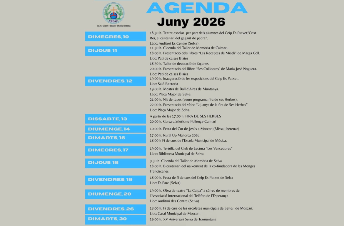 Portada Agenda Juny 2026 - Selva