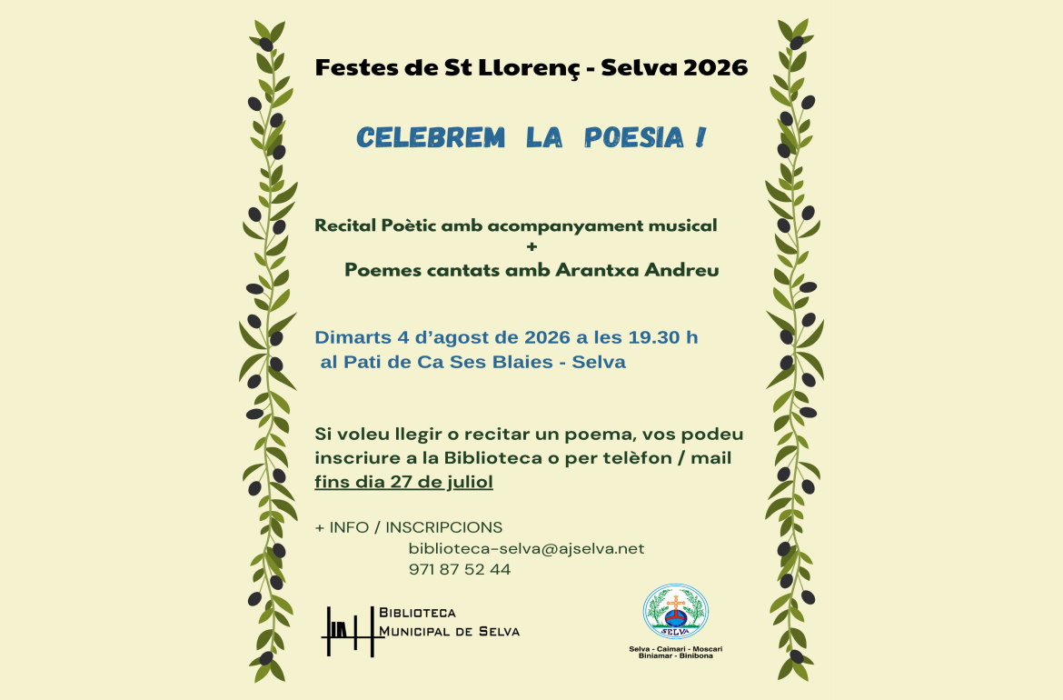 Portada Celebrem la poesia! - Festes St Llorenç Selva 2026