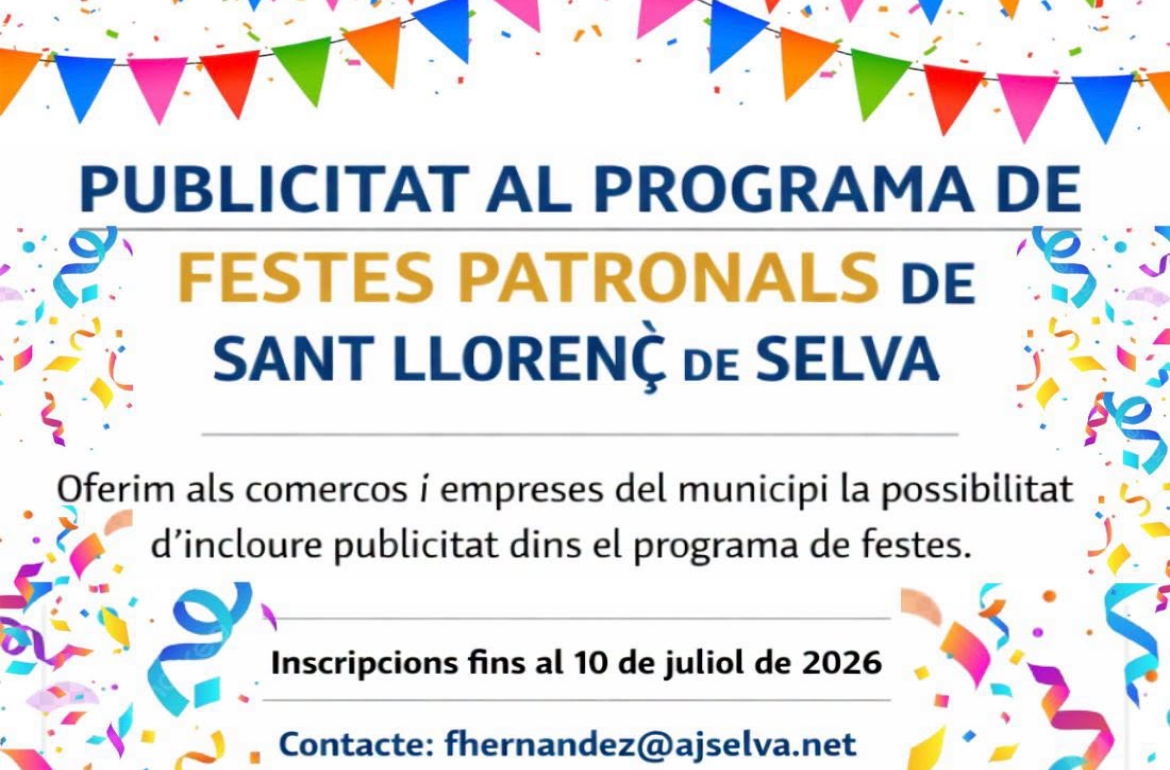 Portada Publicitat al programa de Festes Patronals de Sant de Llorenç de Selva