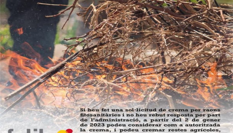 Portada Les explotacions agràries de les Illes Balears estan exemptes de demanar l'autorització de cremes de residus agrícoles