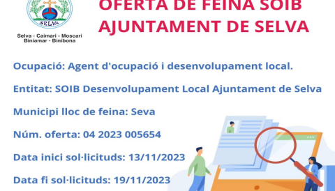 Portada Oferta de feina SOIB / Ajuntament de Selva