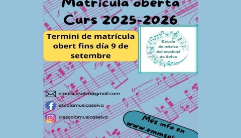 Portada Matrícula oberta Curs 2025-2026