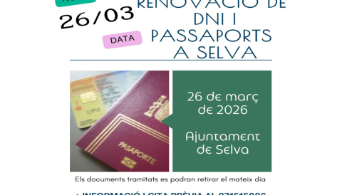 Portada Expedició i renovació de DNI i Passaports a Selva - 26 de març 2026