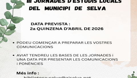 Portada III Jornades d'estudis locals del municipi de Selva