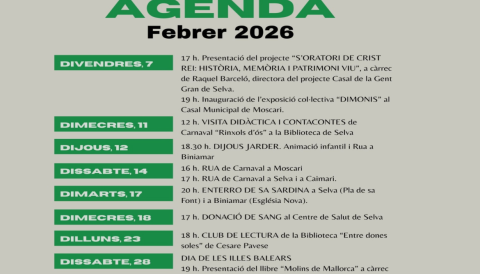 Portada Agenda Febrer 2026 - Selva