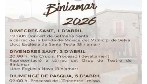 Portada Setmana Santa i Pasqua 2026 - Biniamar
