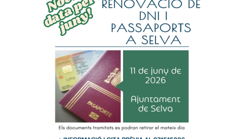 Portada Expedició i renovació de DNI i Passaports a Selva - 11 de juny 2026