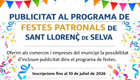 Portada Publicitat al programa de Festes Patronals de Sant de Llorenç de Selva