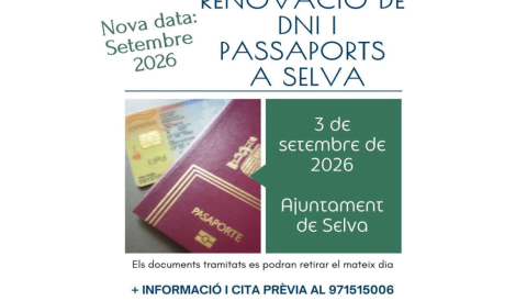 Portada Expedició i renovació de DNI i Passaports a Selva - 3 de setembre 2026